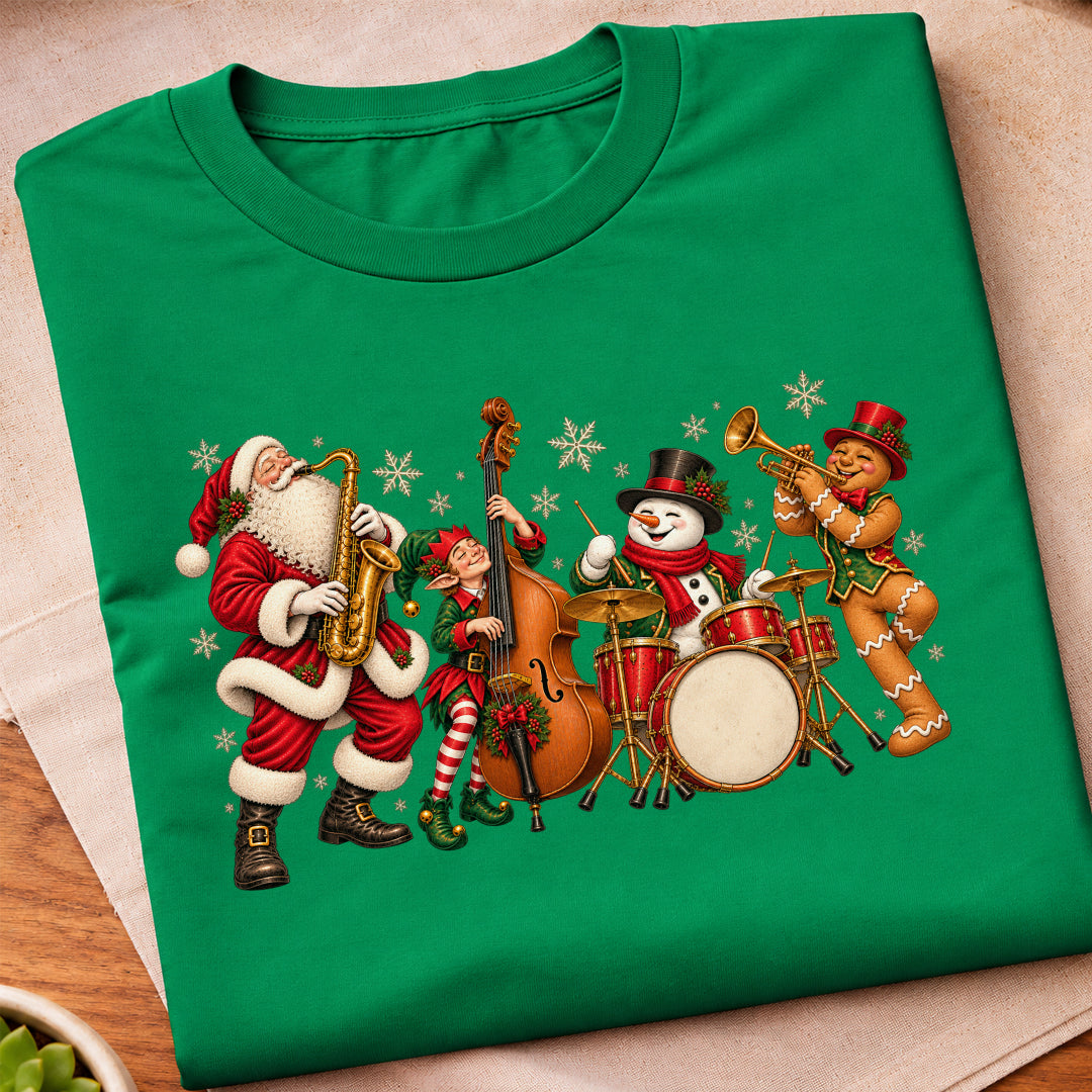 Christmas Santa Music Band T-Shirt