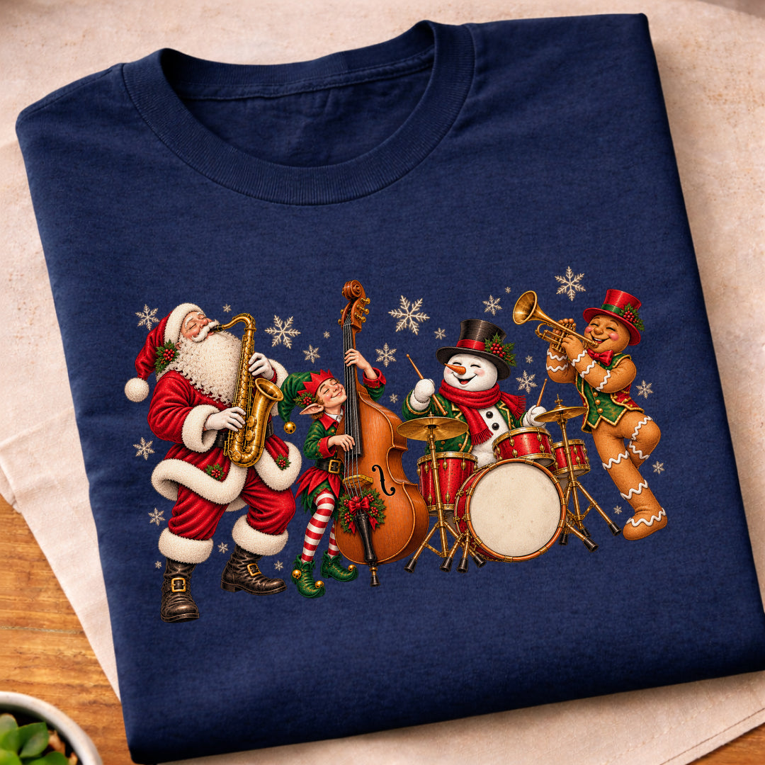 Christmas Santa Music Band T-Shirt