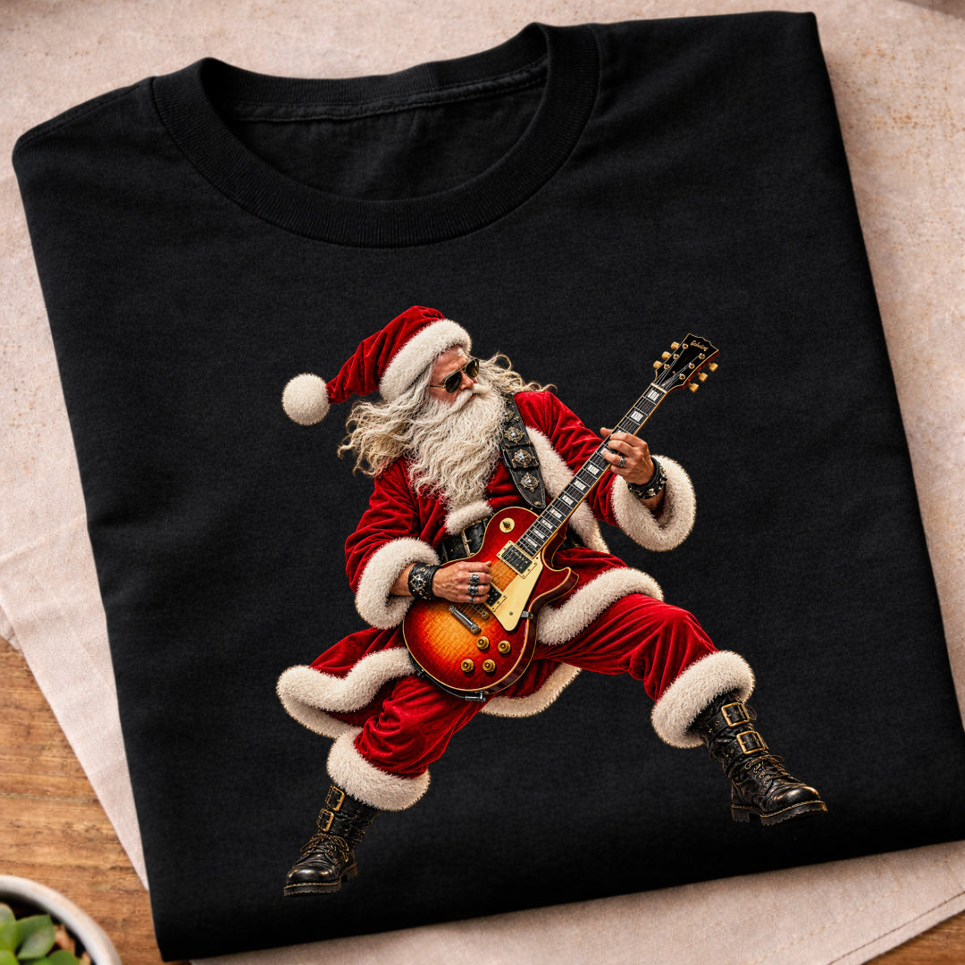 Santa Playing Electric Guitar T-Shirt