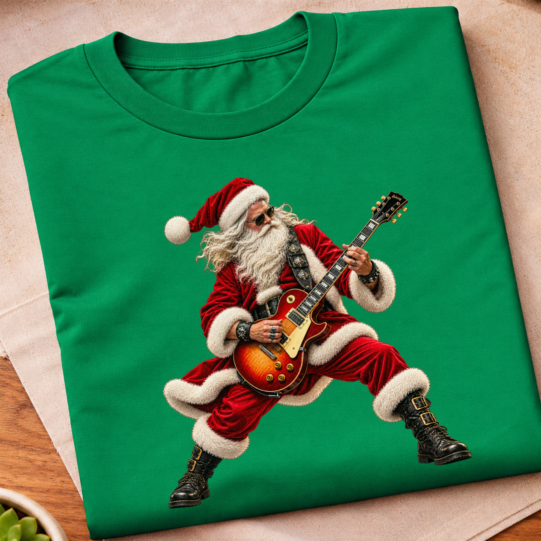 Santa Playing Electric Guitar T-Shirt