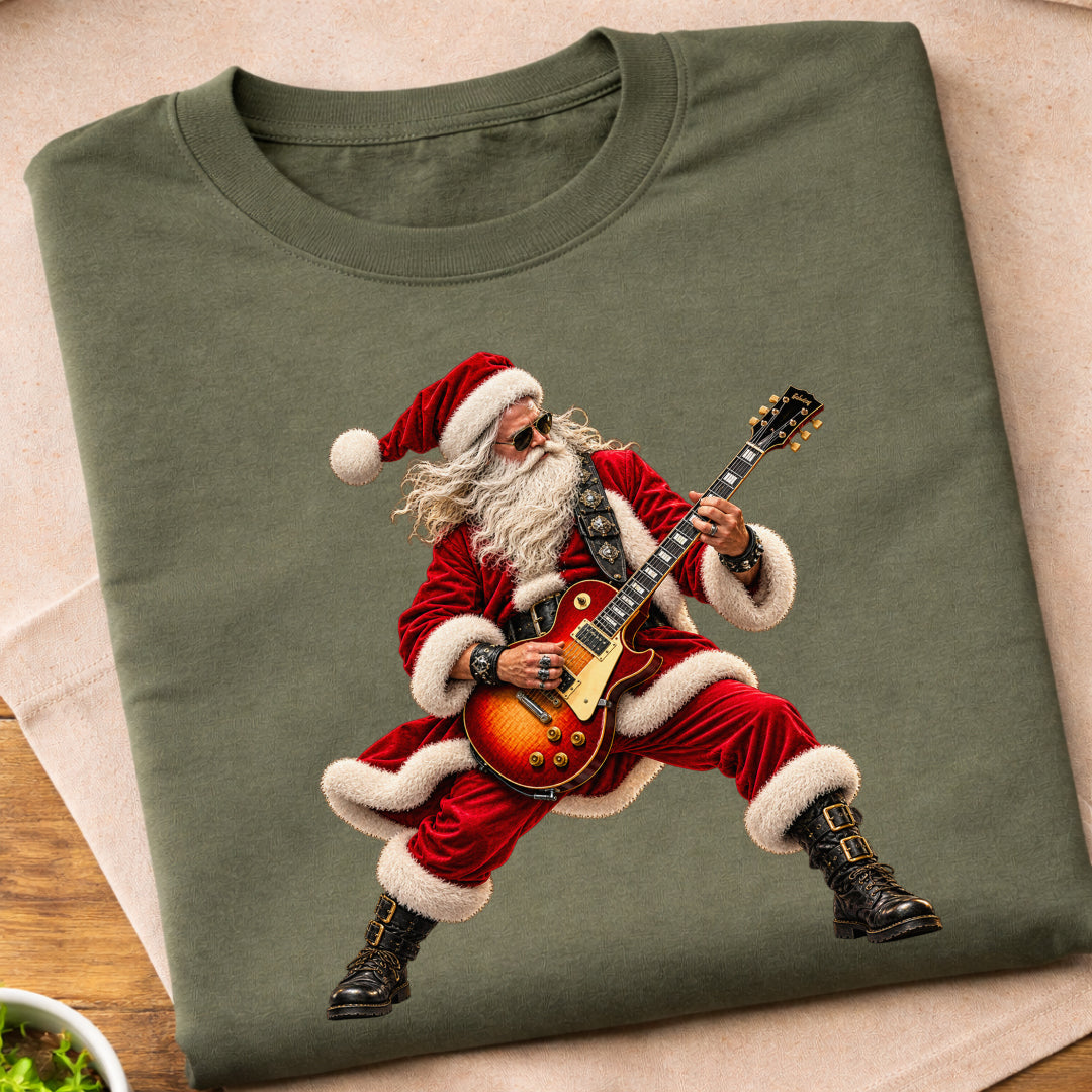 Santa Playing Electric Guitar T-Shirt