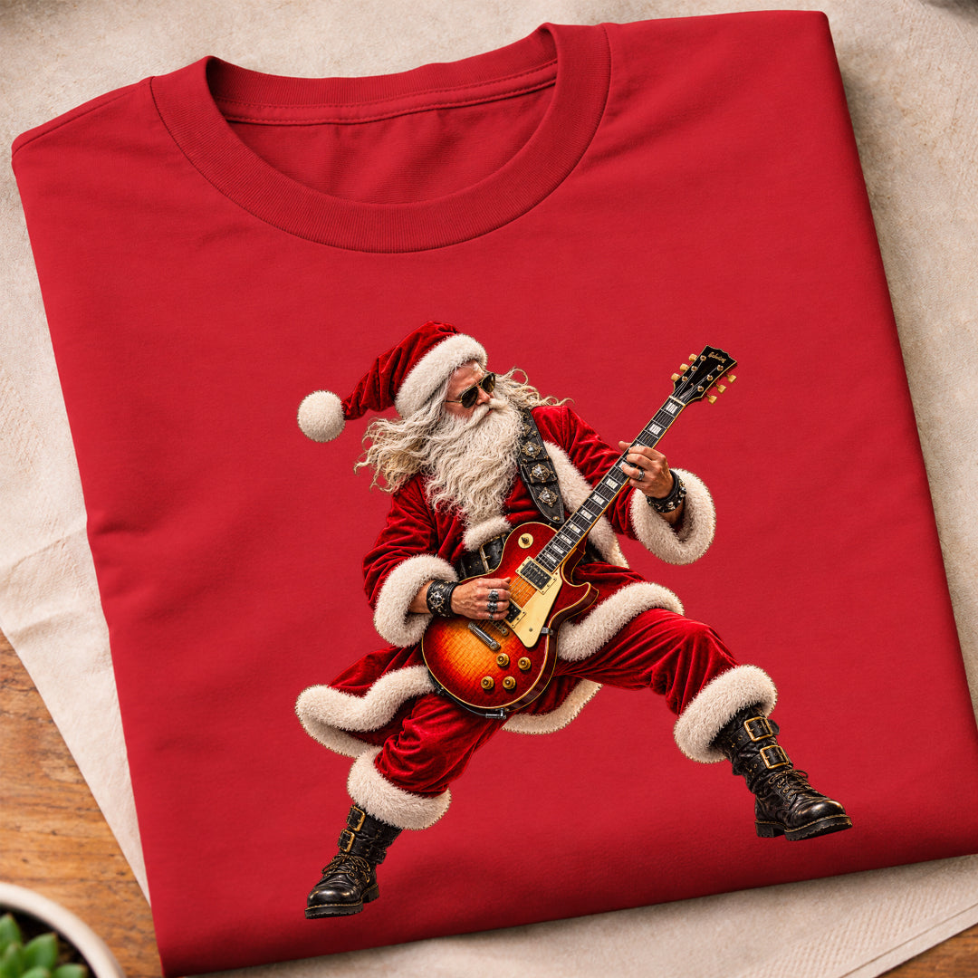 Santa Playing Electric Guitar T-Shirt