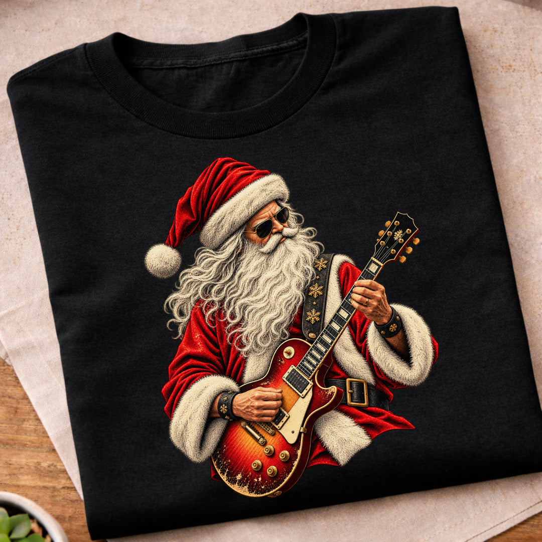 Santa Rock Guitar Music T-Shirt