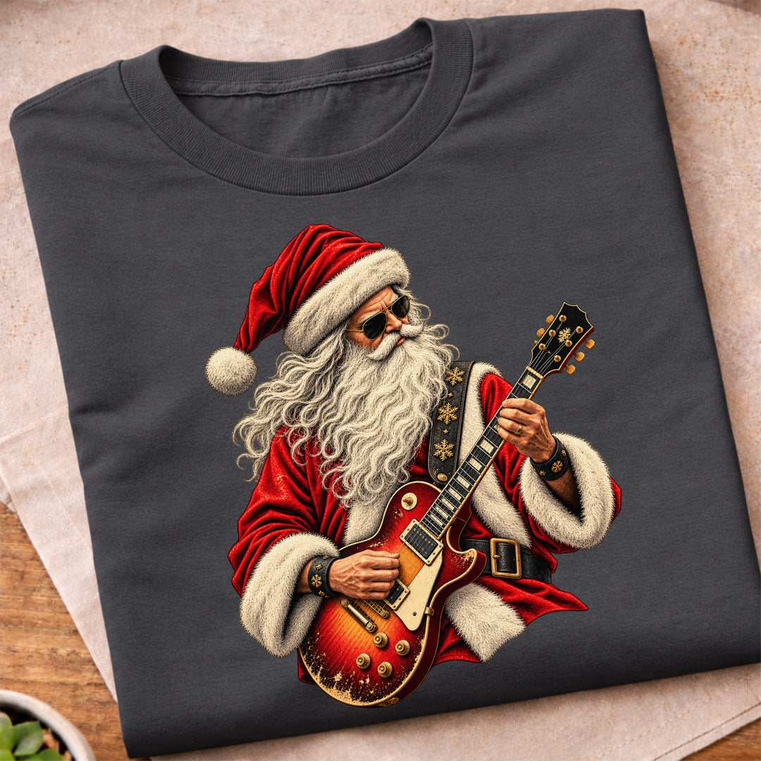 Santa Rock Guitar Music T-Shirt