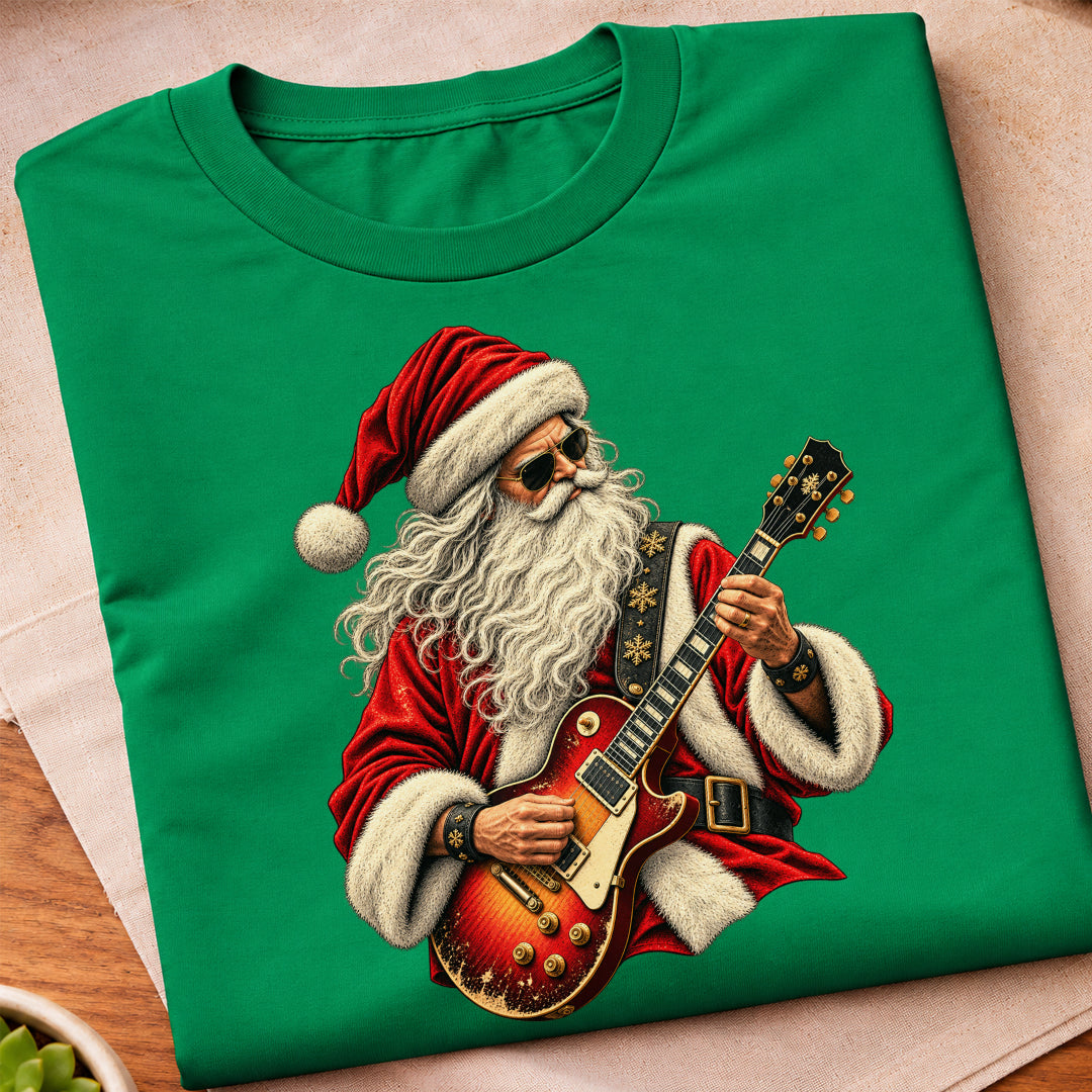 Santa Rock Guitar Music T-Shirt
