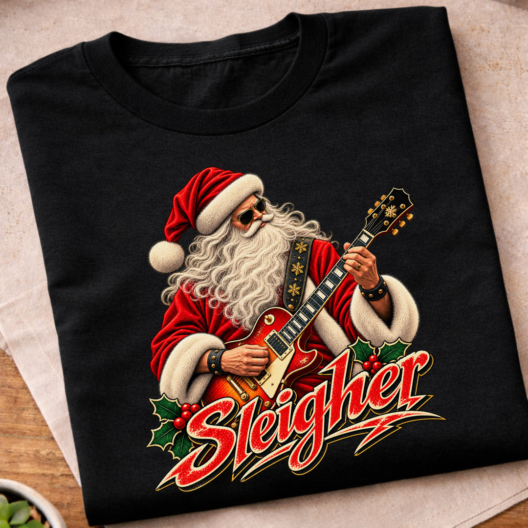 Santa Sleigher Guitar T-Shirt