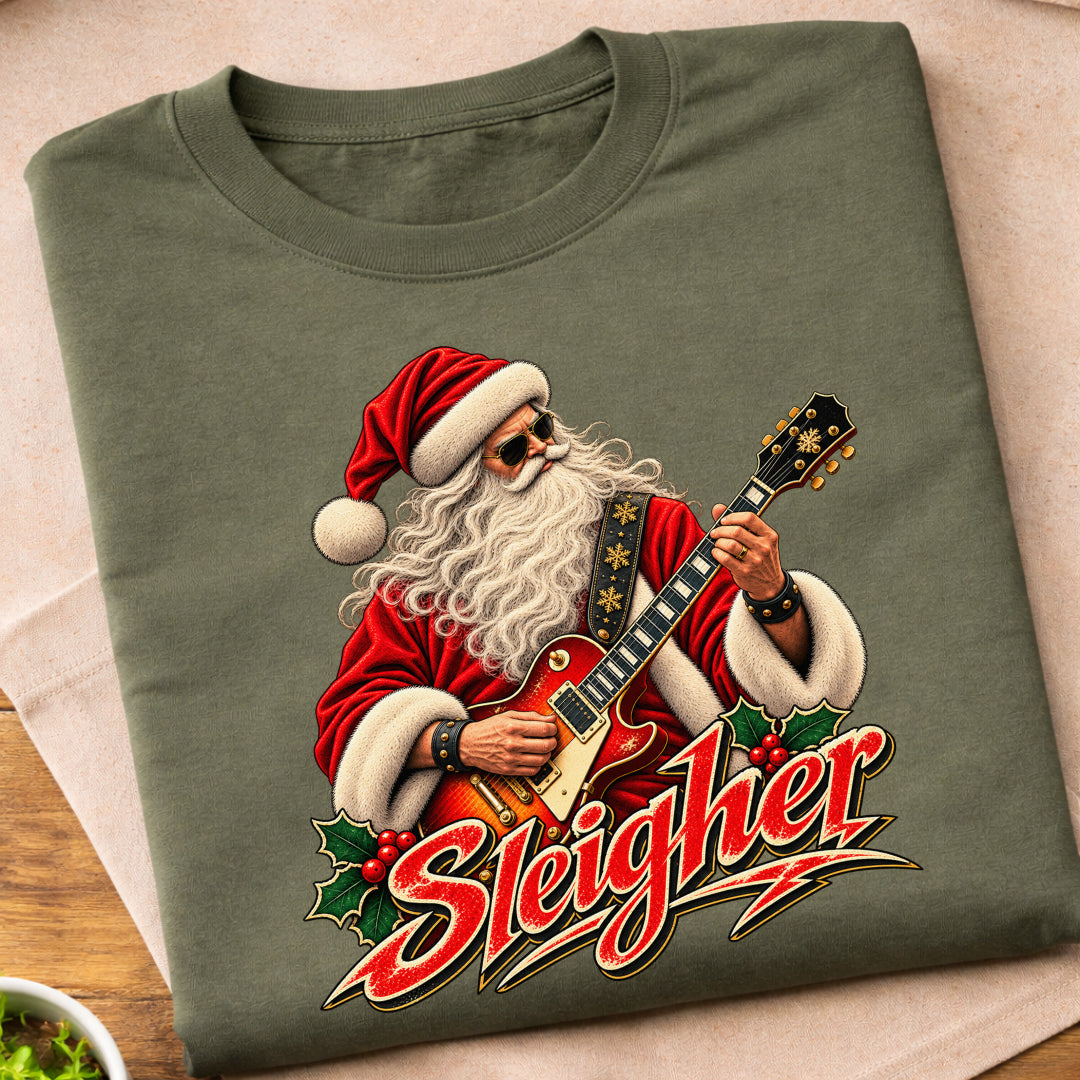 Santa Sleigher Guitar T-Shirt