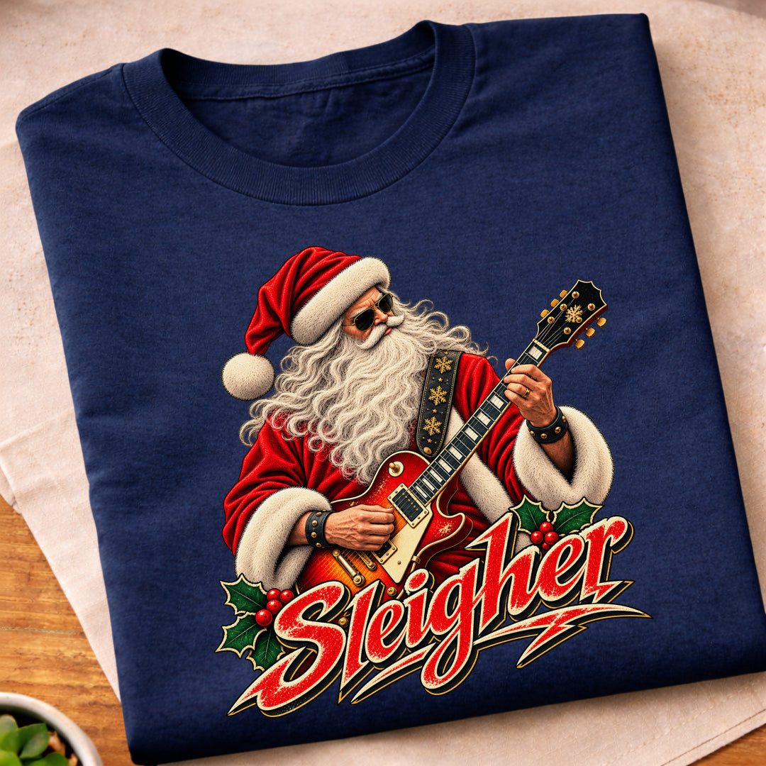Santa Sleigher Guitar T-Shirt