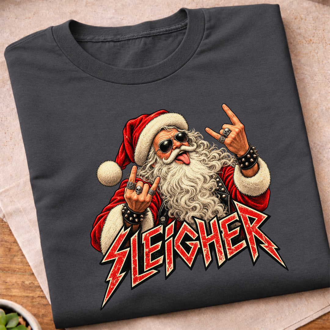 Santa Sleigher Rock Hand T-Shirt