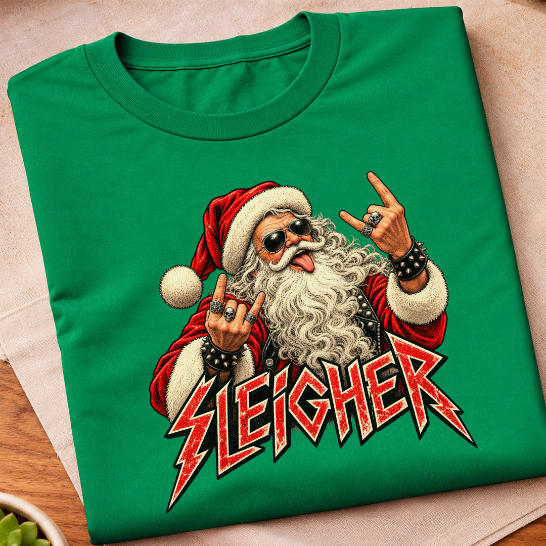 Santa Sleigher Rock Hand T-Shirt
