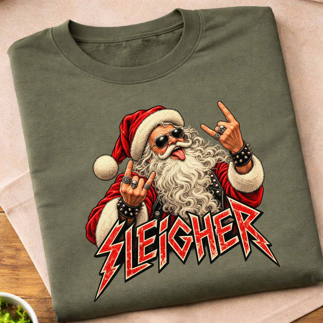 Santa Sleigher Rock Hand T-Shirt