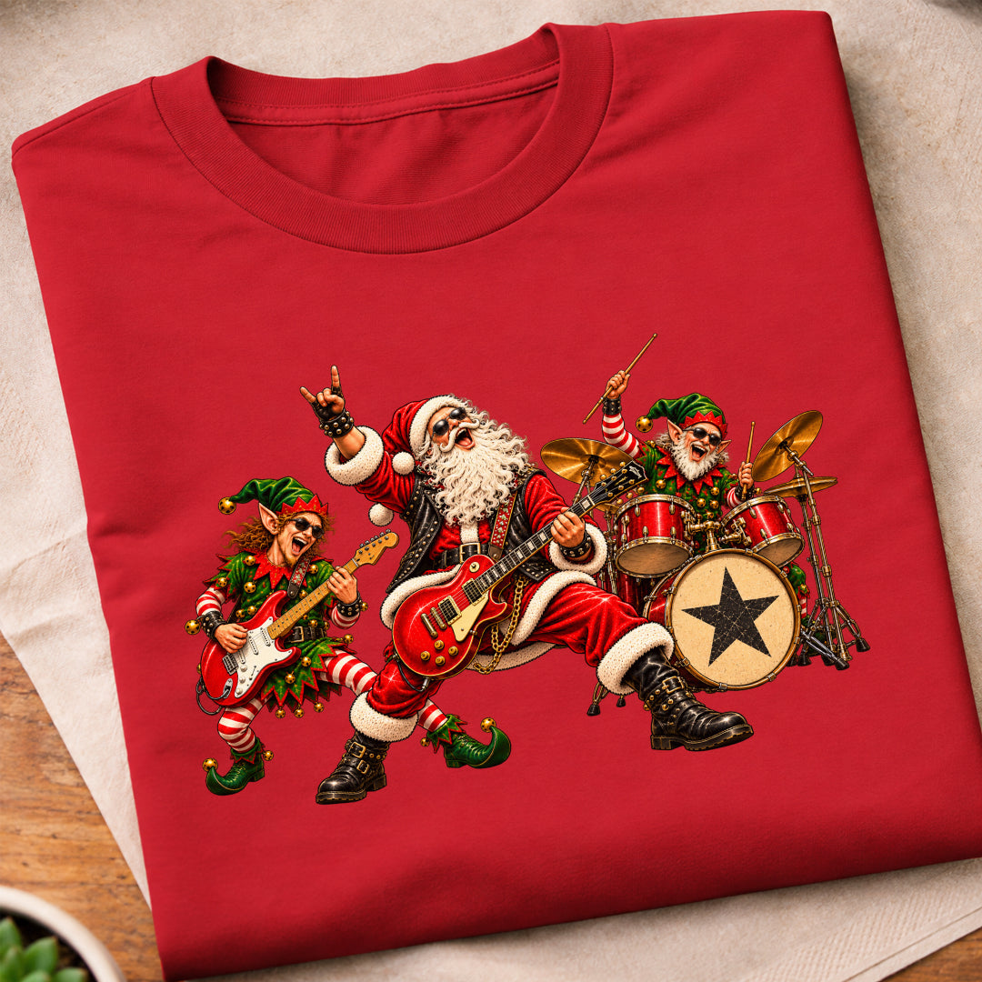 Santa Christmas Rock Band T-Shirt