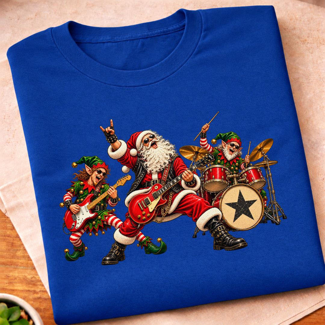 Santa Christmas Rock Band T-Shirt