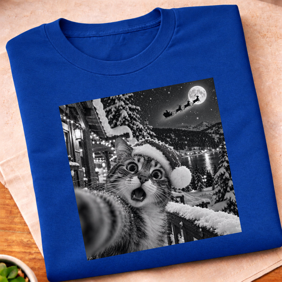 Christmas Cat Selfie T-Shirt
