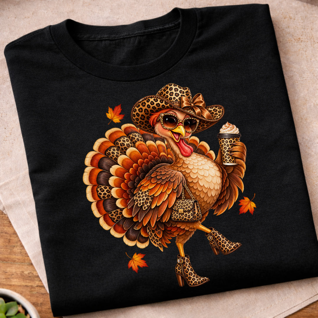 Fashionable Turkey Leopard Boots T-Shirt