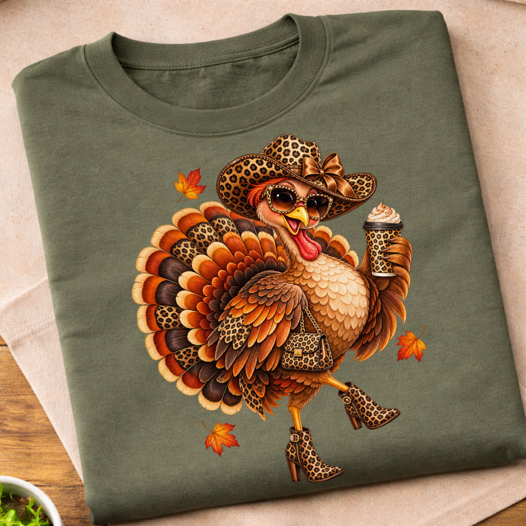 Fashionable Turkey Leopard Boots T-Shirt