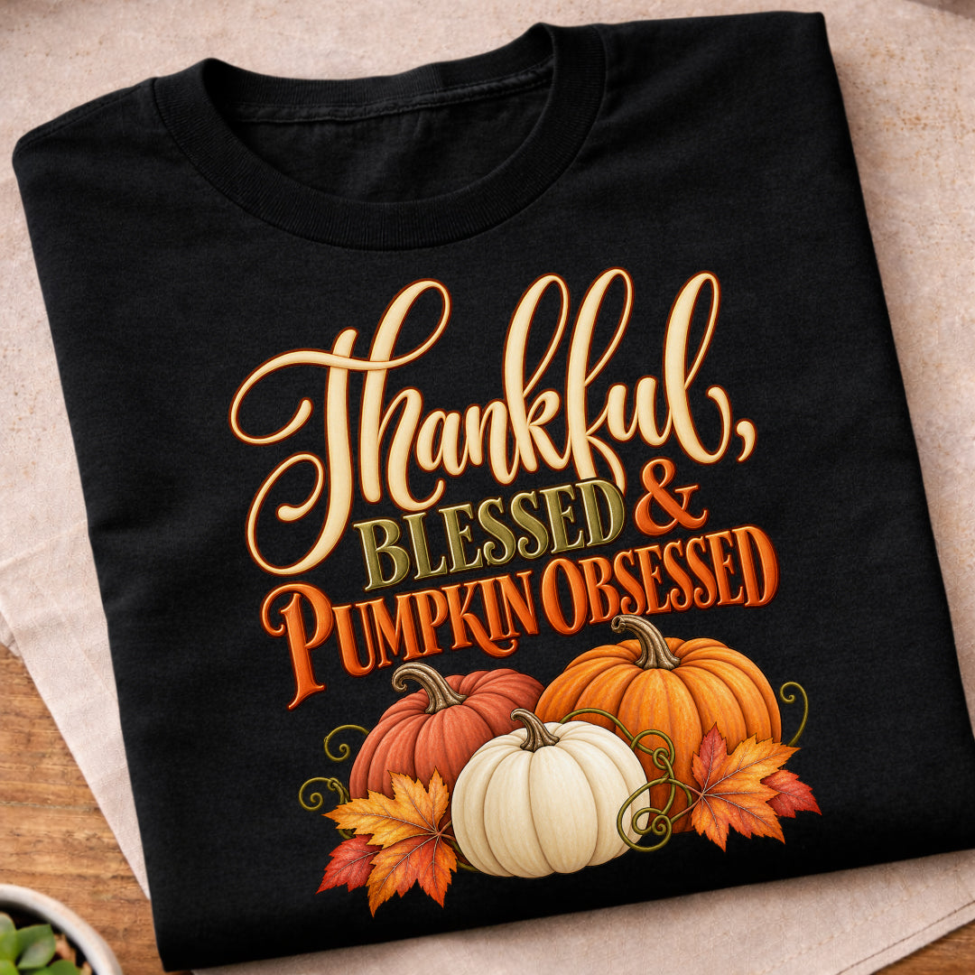 Thankful Blessed Pumpkin Obsessed T-Shirt
