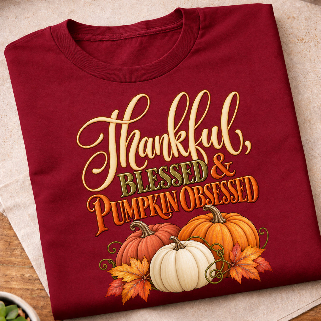 Thankful Blessed Pumpkin Obsessed T-Shirt
