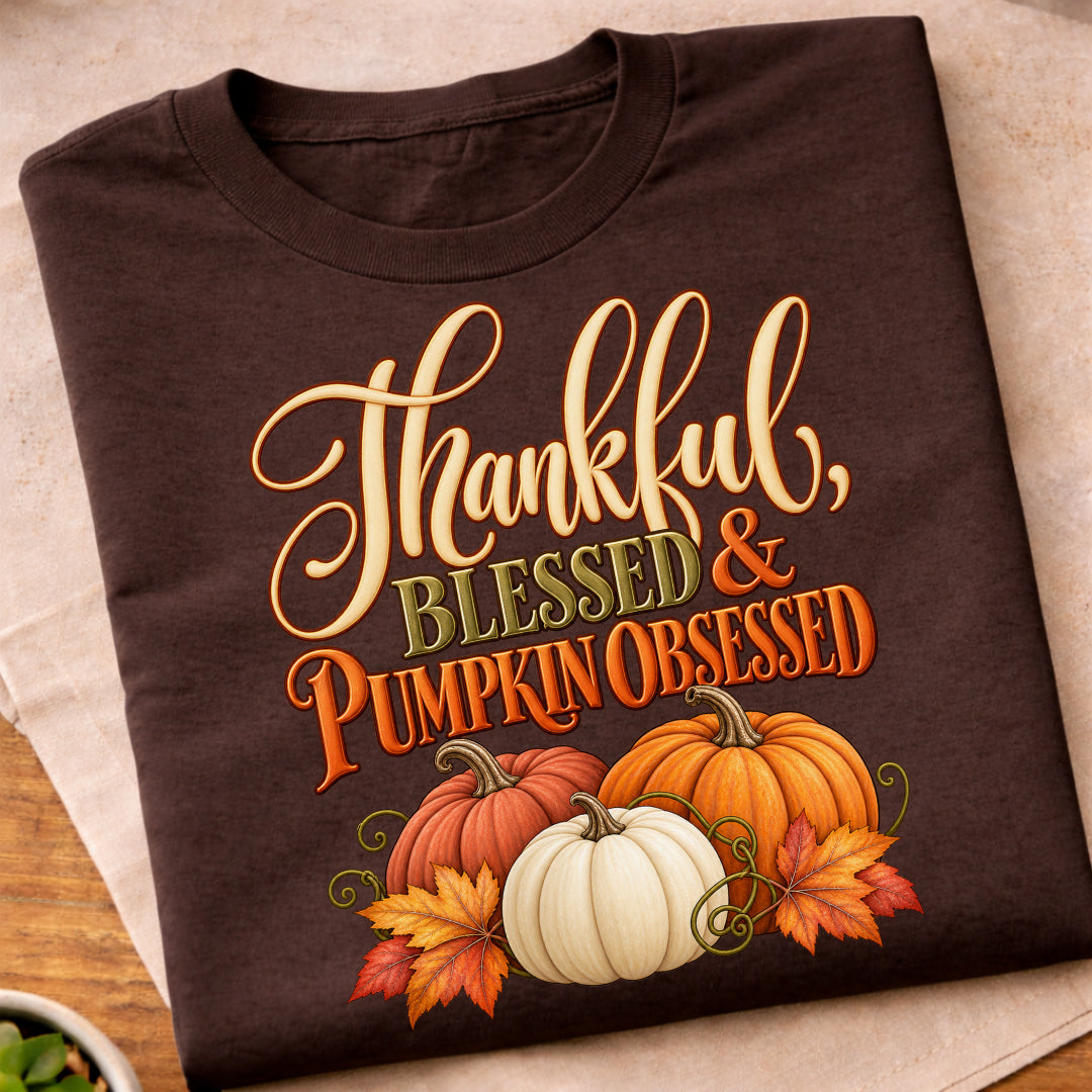 Thankful Blessed Pumpkin Obsessed T-Shirt