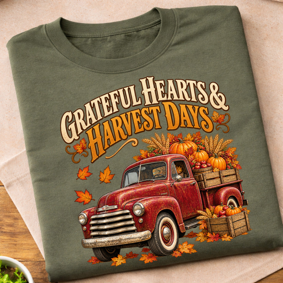 Grateful Hearts Harvest Days Truck T-Shirt