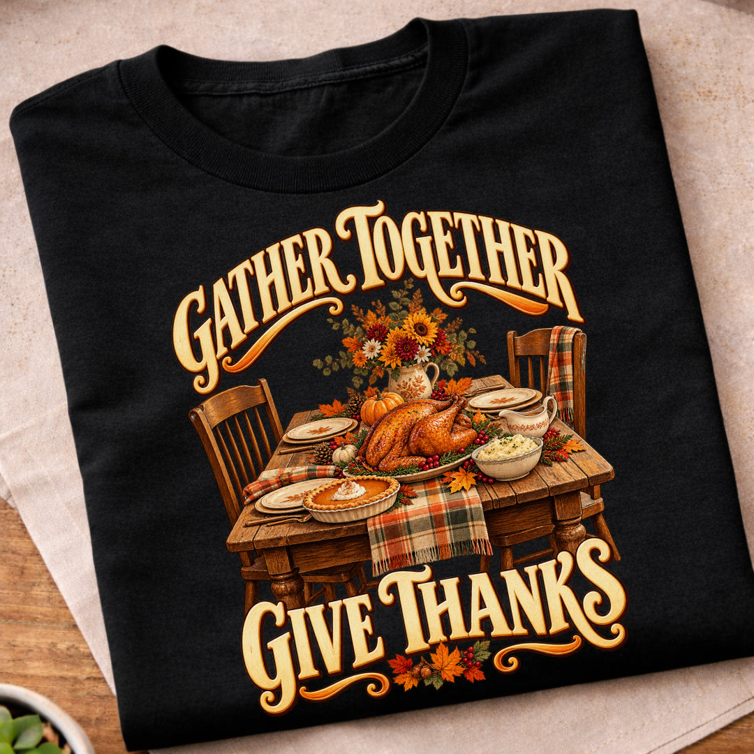 Gather Together Give Thanks Dinner T-Shirt