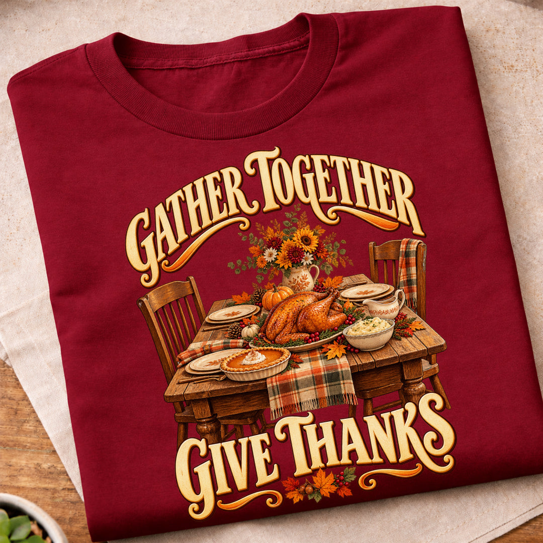 Gather Together Give Thanks Dinner T-Shirt