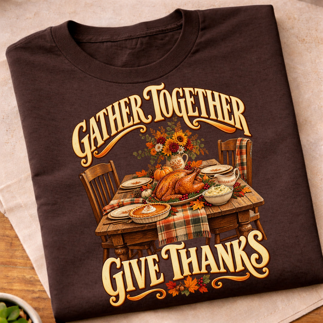 Gather Together Give Thanks Dinner T-Shirt