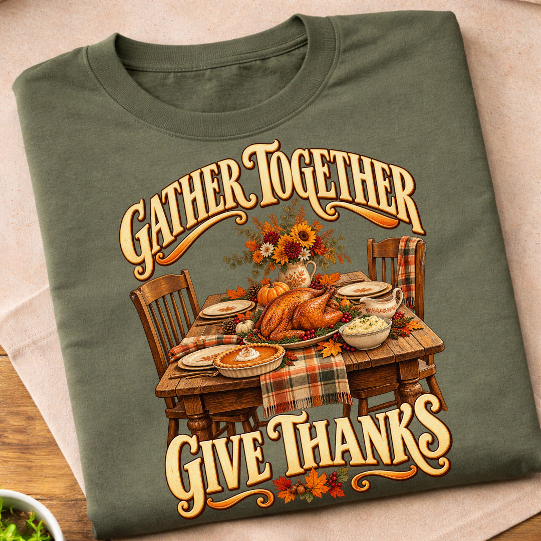 Gather Together Give Thanks Dinner T-Shirt