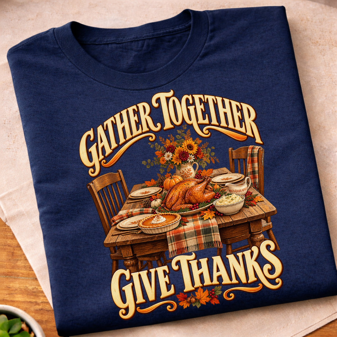 Gather Together Give Thanks Dinner T-Shirt