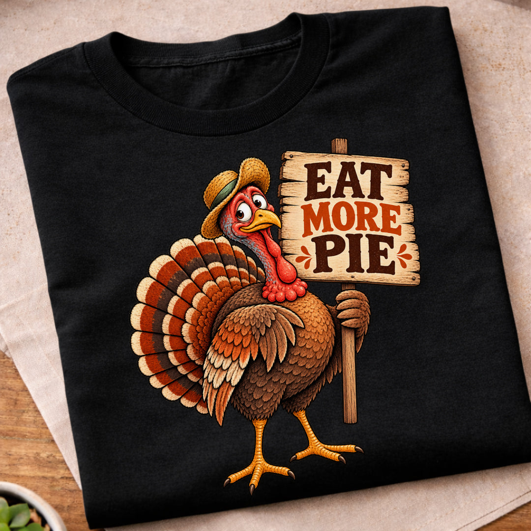 Eat More Pie Turkey Sign T-Shirt