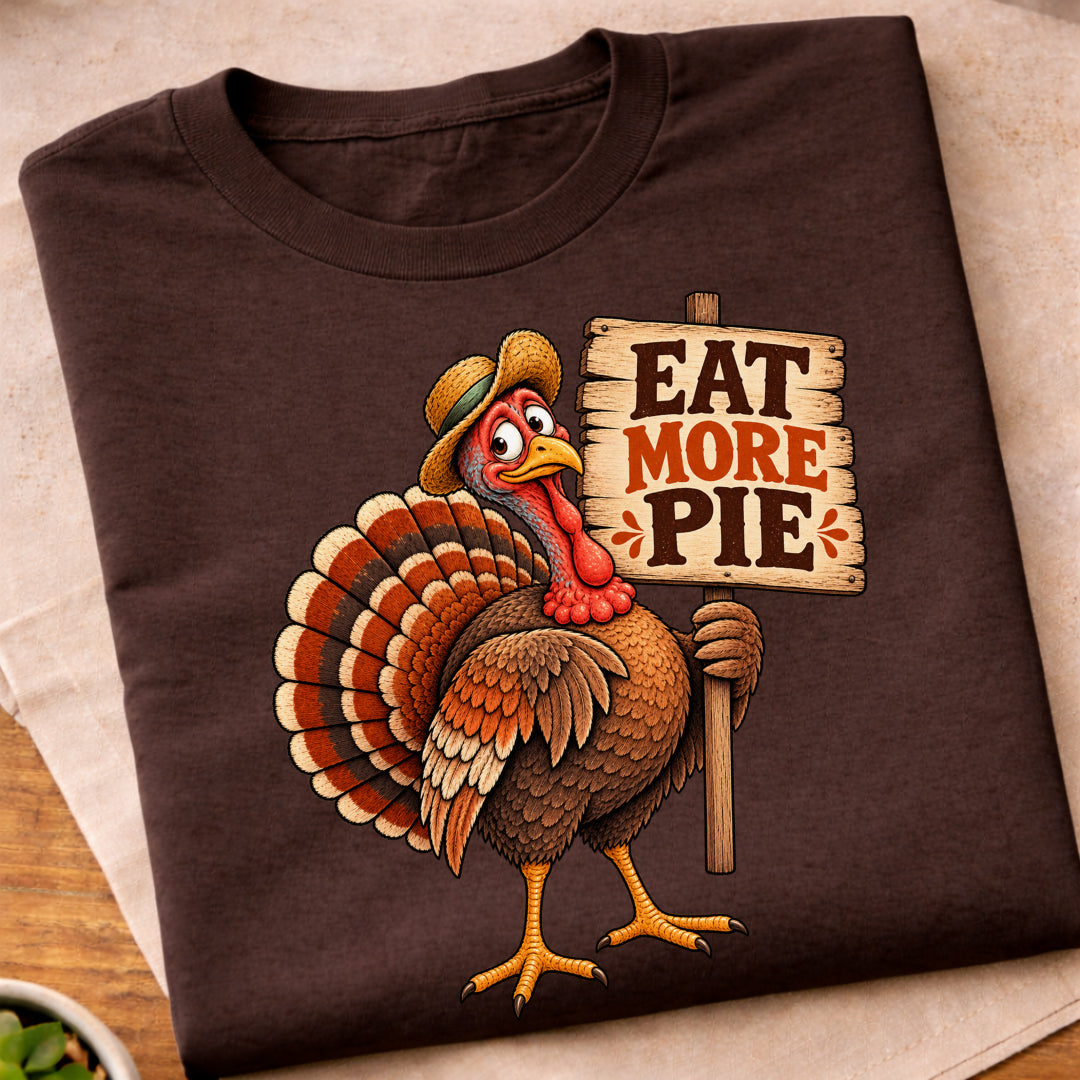 Eat More Pie Turkey Sign T-Shirt