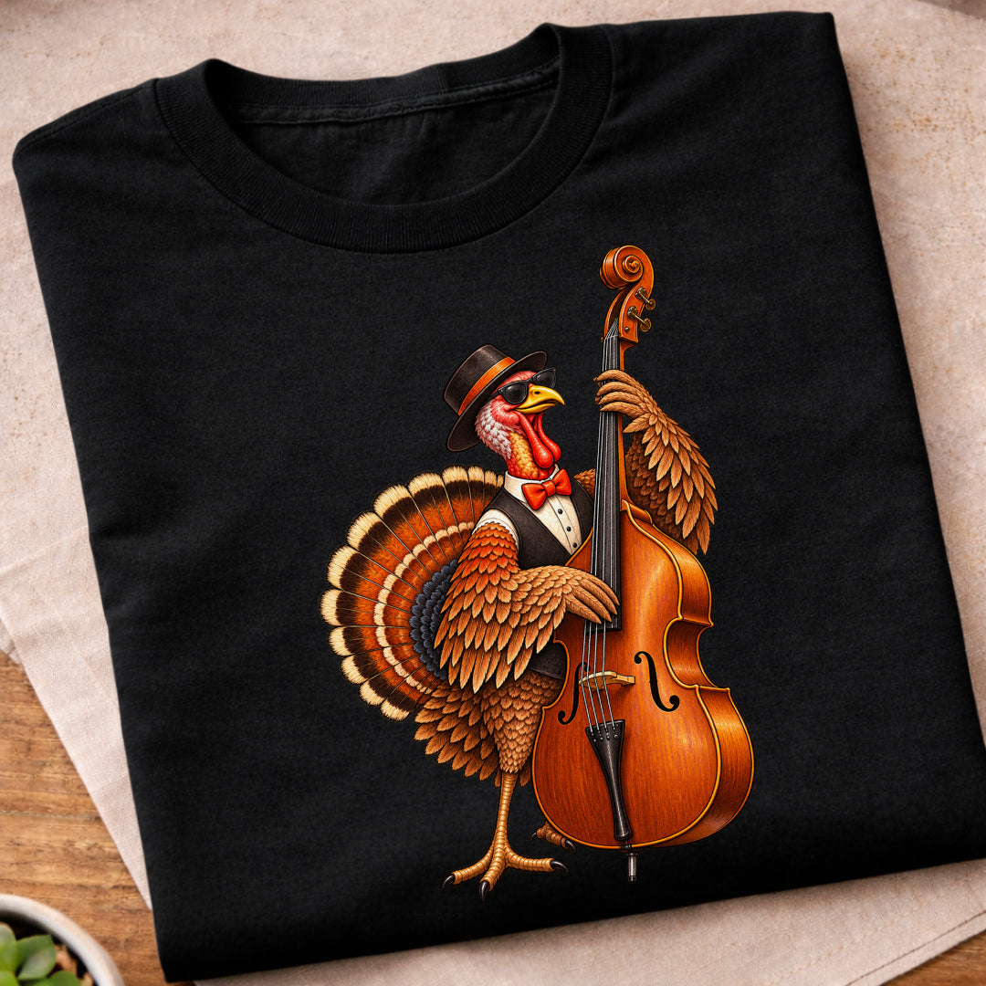 Turkey Playing Upright Bass T-Shirt