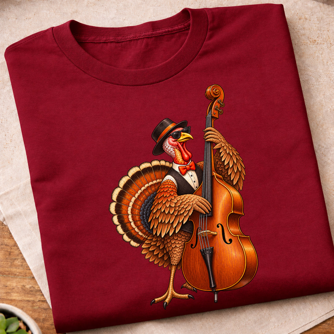 Turkey Playing Upright Bass T-Shirt