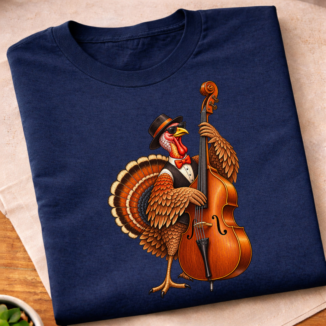 Turkey Playing Upright Bass T-Shirt