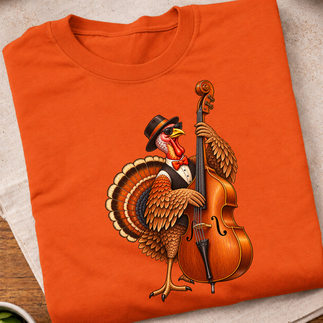Turkey Playing Upright Bass T-Shirt