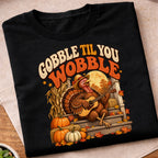 Gobble Til You Wobble Guitar Turkey T-Shirt