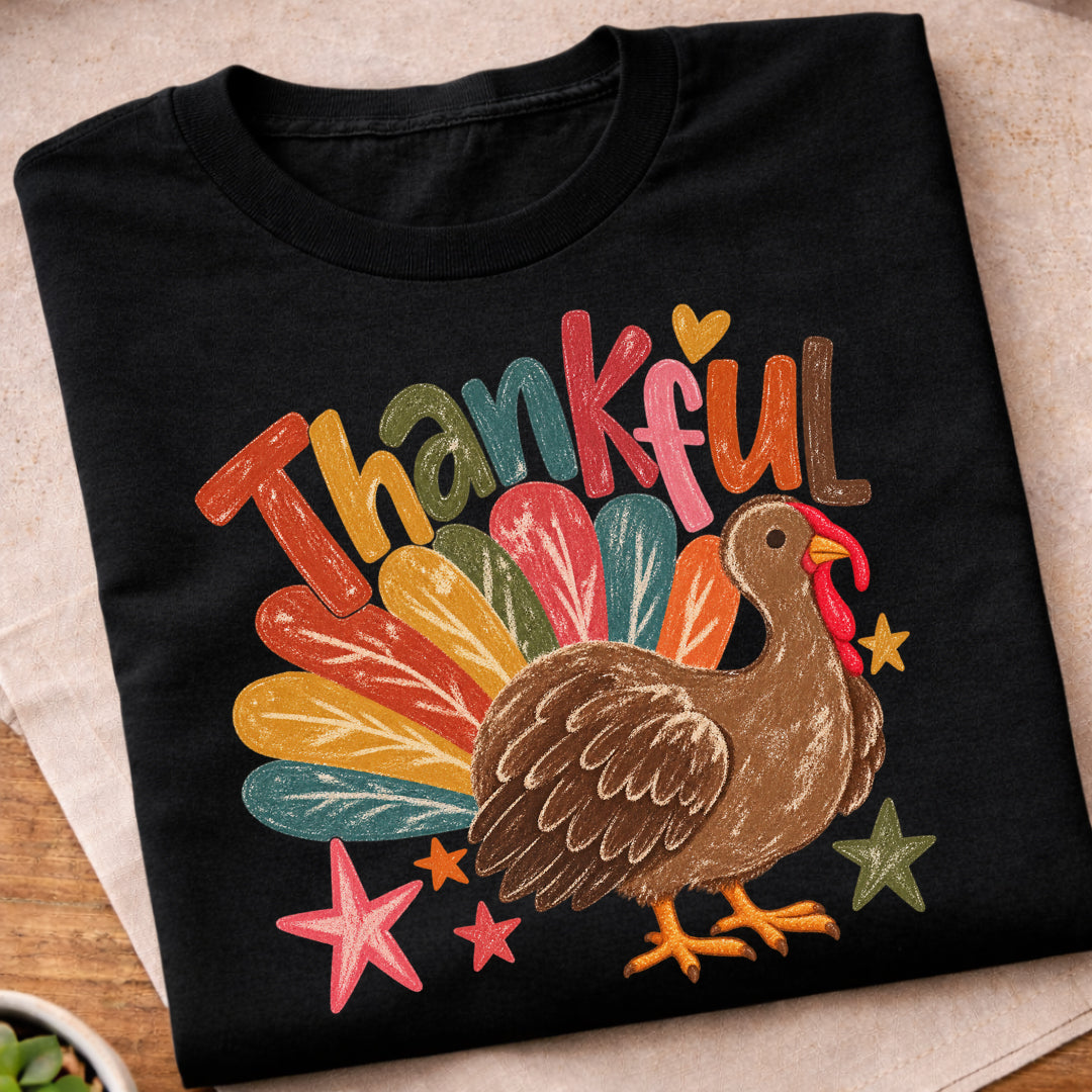 Thankful Colorful Turkey T-Shirt