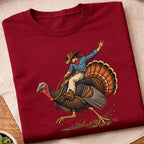 Cowboy Riding Turkey T-Shirt