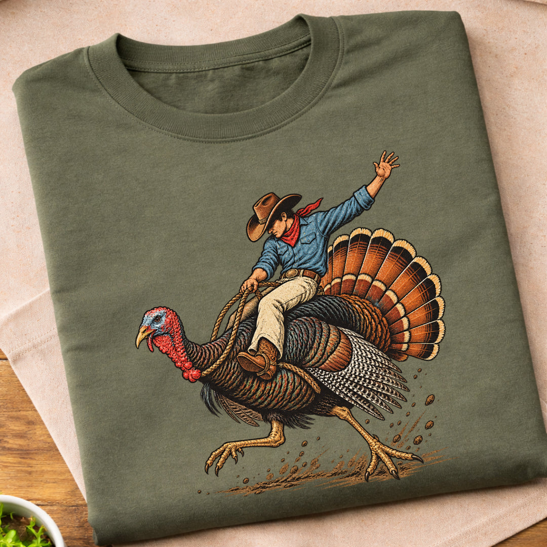 Cowboy Riding Turkey T-Shirt