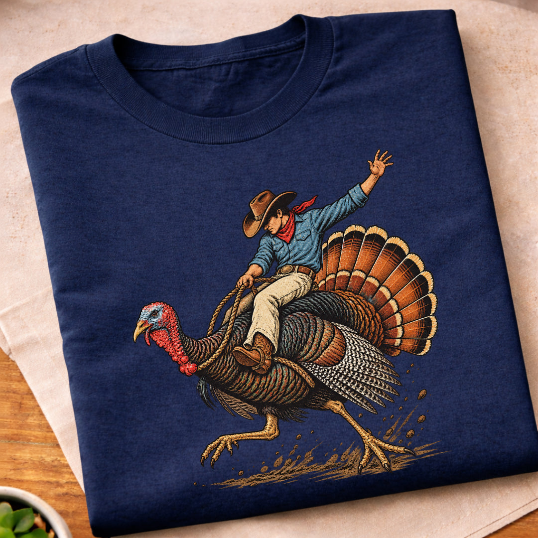 Cowboy Riding Turkey T-Shirt