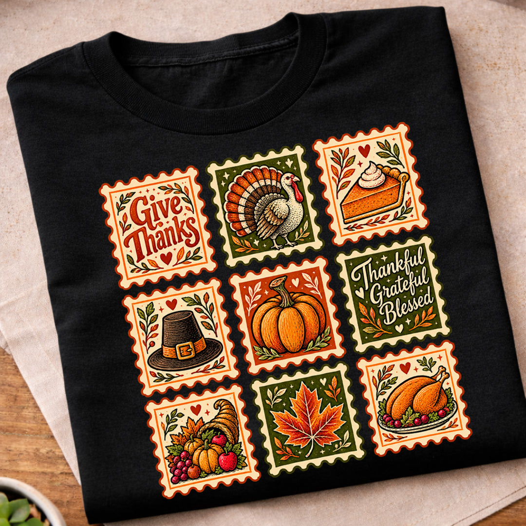 Vintage Thanksgiving Stamp Collection T-Shirt