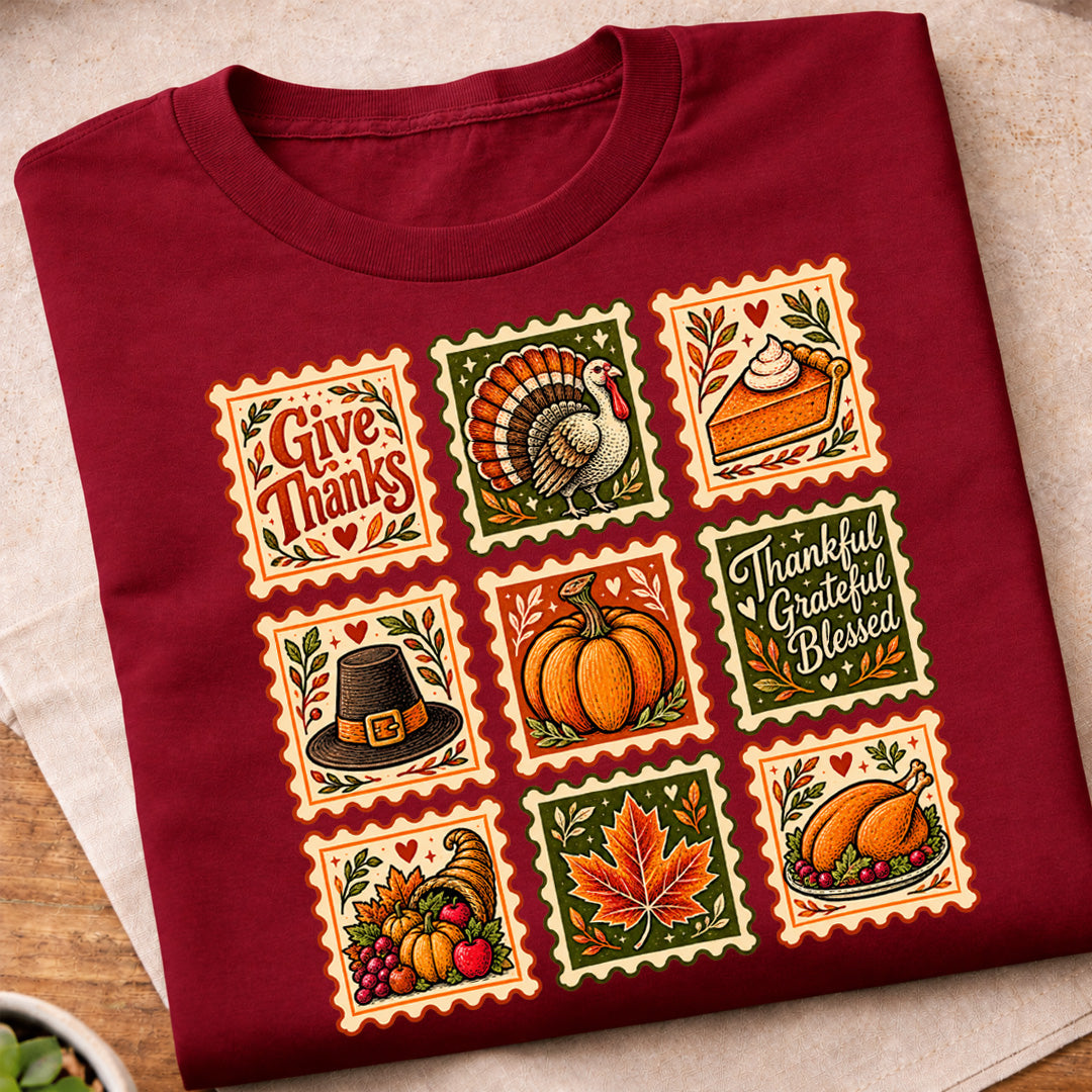 Vintage Thanksgiving Stamp Collection T-Shirt