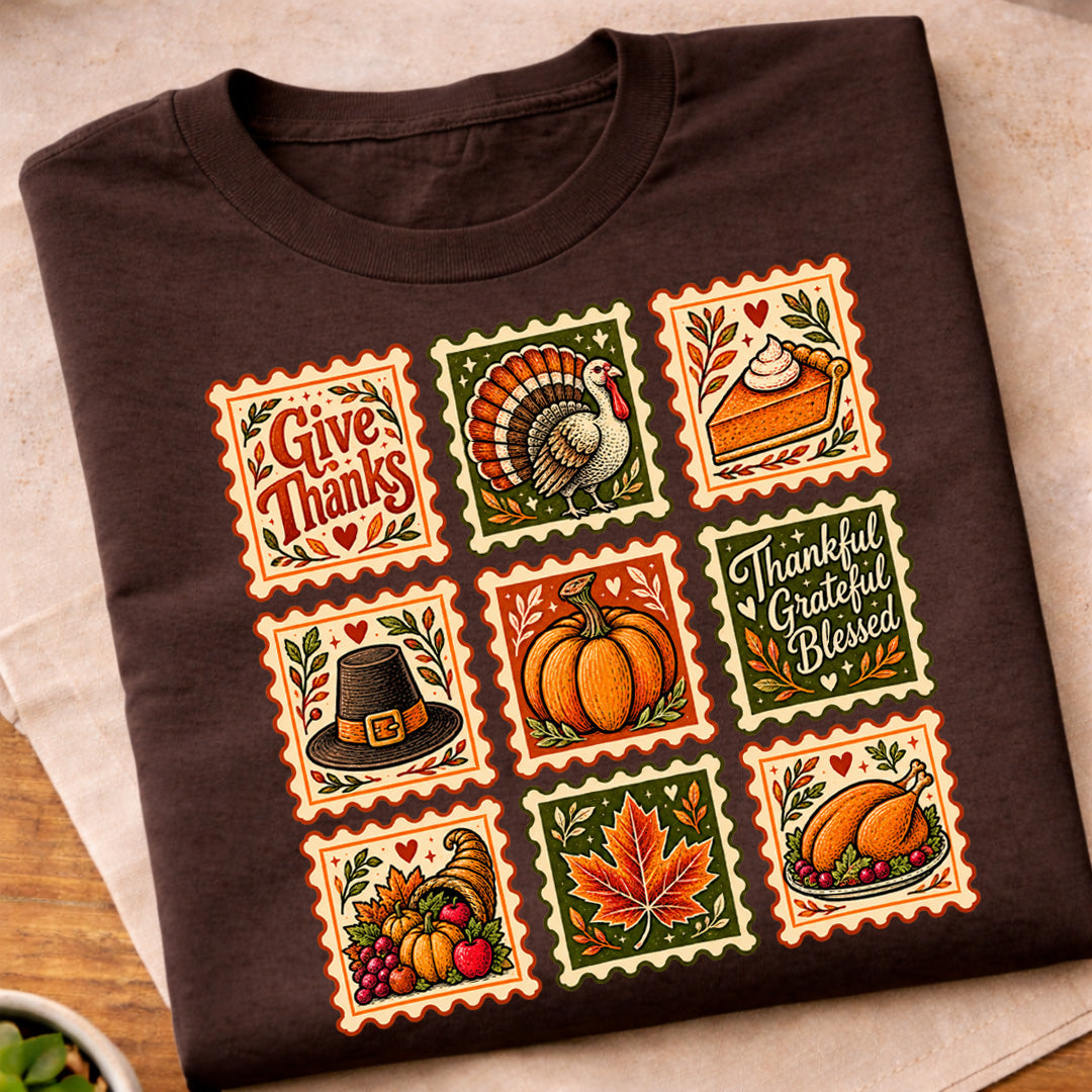 Vintage Thanksgiving Stamp Collection T-Shirt