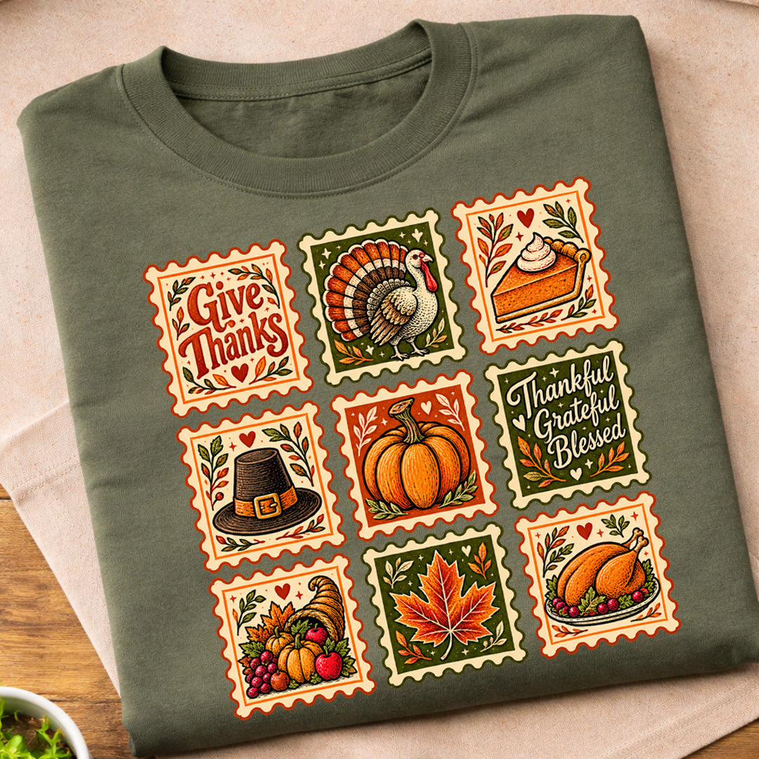 Vintage Thanksgiving Stamp Collection T-Shirt