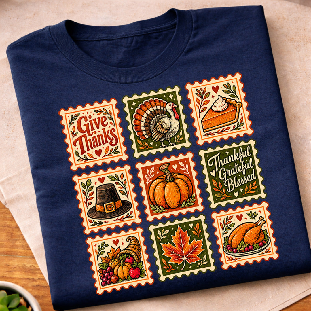 Vintage Thanksgiving Stamp Collection T-Shirt