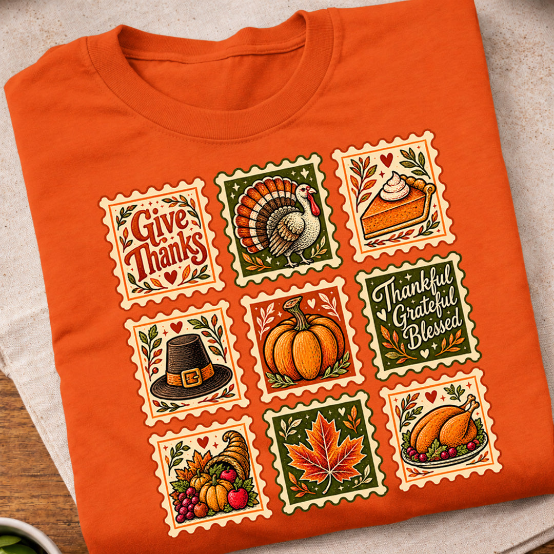Vintage Thanksgiving Stamp Collection T-Shirt
