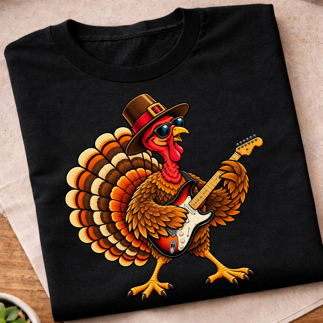 Turkey Playing Electric Guitar T-Shirt