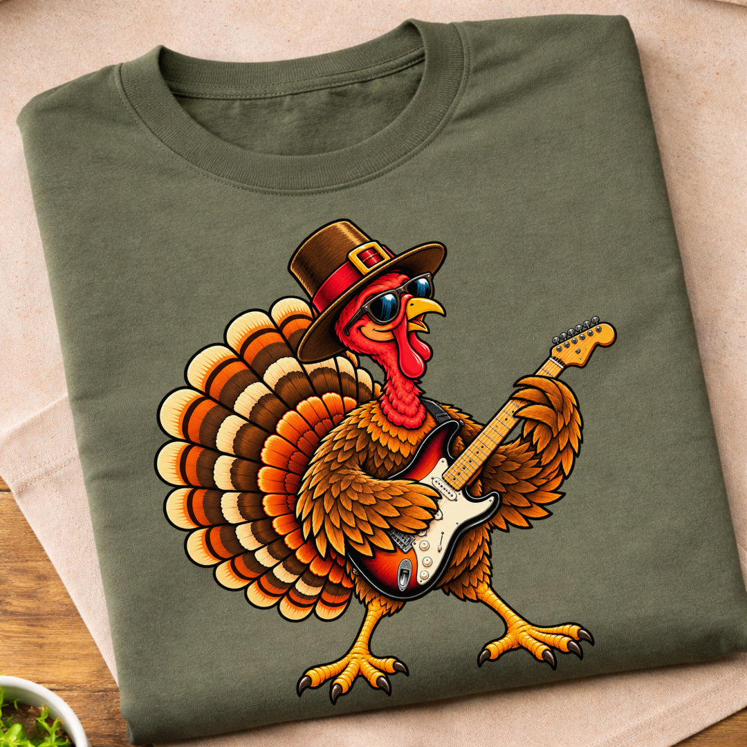 Turkey Playing Electric Guitar T-Shirt