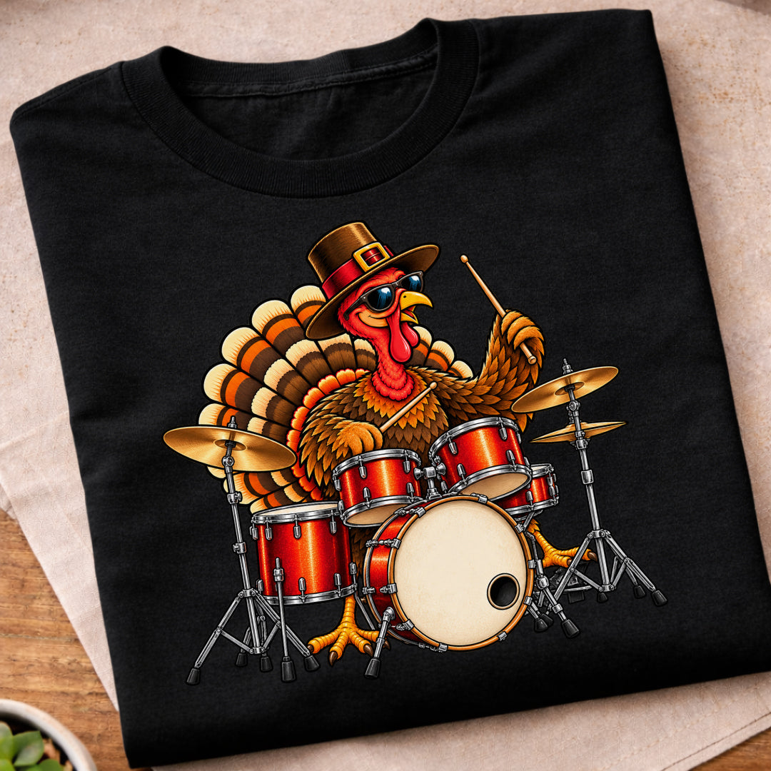 Turkey Playing Drums T-Shirt