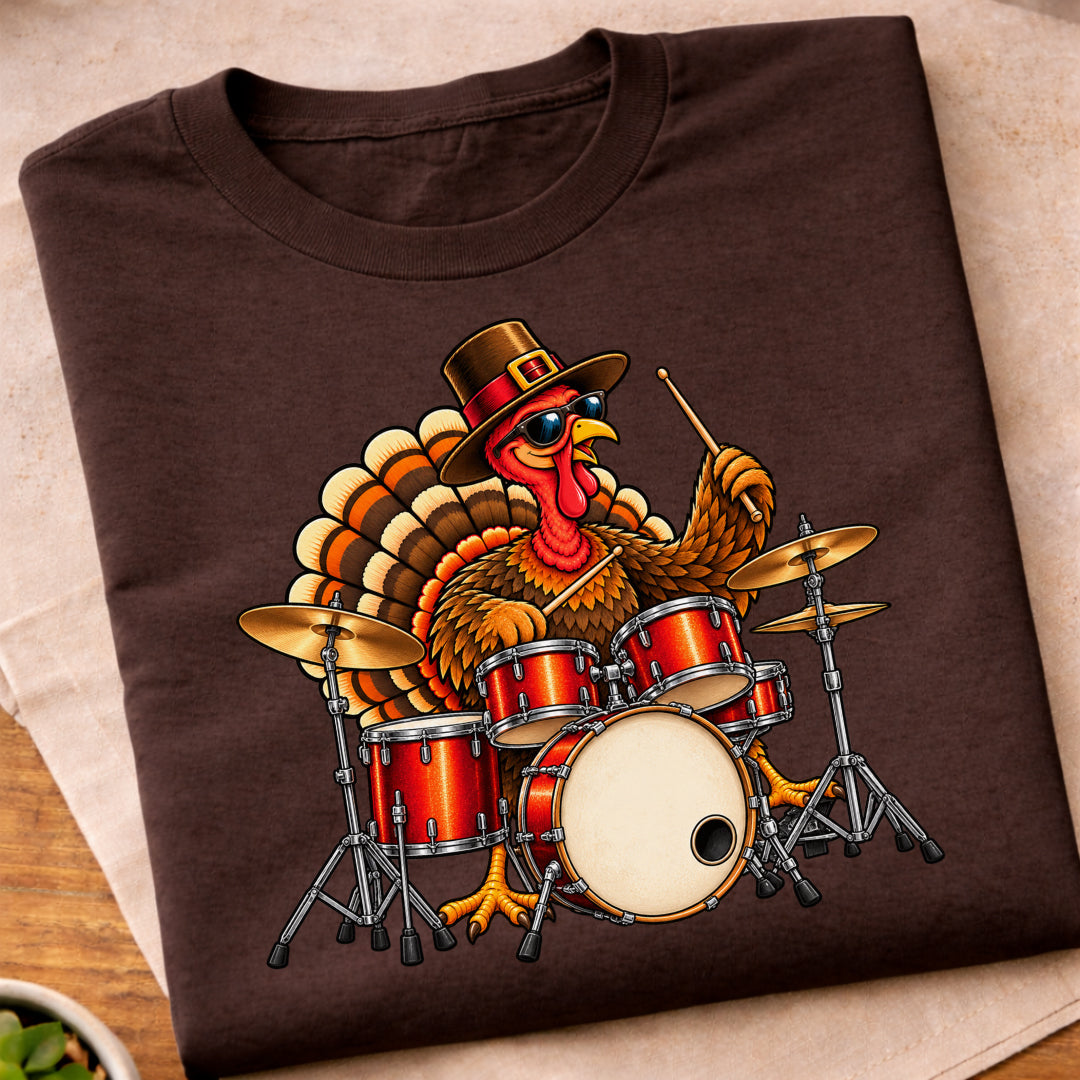Turkey Playing Drums T-Shirt